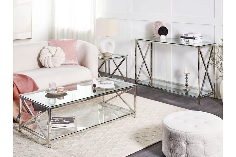 Fidelina Sidobord 45 cm - Silver/Transparent - Möbler - Bord & matgrupper - Avlastningsbord - Lampbord