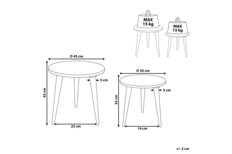 Filbert Satsbord 45 cm - Ljust trä/Vit - Möbler - Bord & matgrupper - Avlastningsbord - Satsbord
