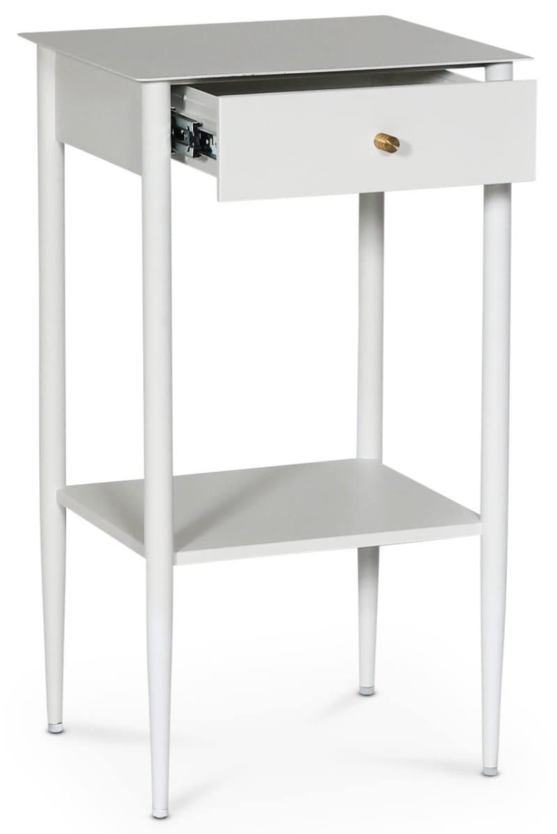 Flash sängbord - Vit metall / Mässing - Vit - Möbler - Bord & matgrupper - Avlastningsbord - Sängbord & nattduksbord