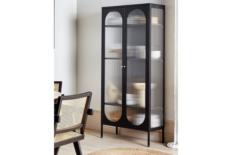 Foxton Vitrinskåp 80 cm med Förvaring i Metall och Glas - Svart - Förvaring - Skåp - Vitrinskåp