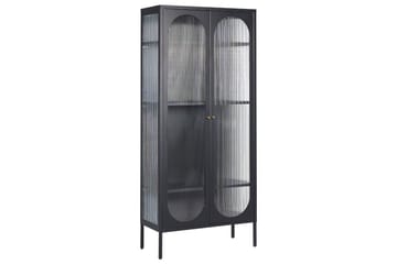 Foxton Vitrinskåp 80 cm med Förvaring i Metall och Glas - Svart - Förvaring - Skåp - Vitrinskåp