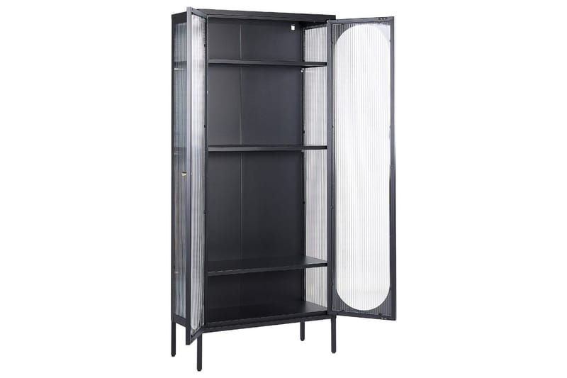 Foxton Vitrinskåp 80 cm med Förvaring i Metall och Glas - Svart - Förvaring - Skåp - Vitrinskåp