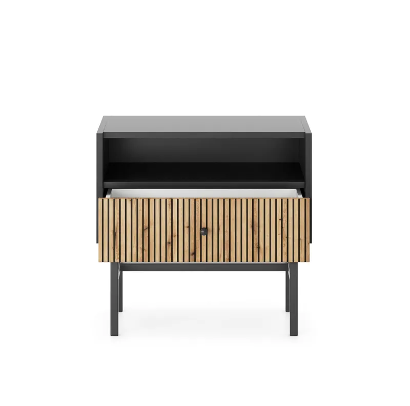 Francisca Sängbord 55 cm - Svart/Ek - Möbler - Bord & matgrupper - Avlastningsbord - Sängbord & nattduksbord