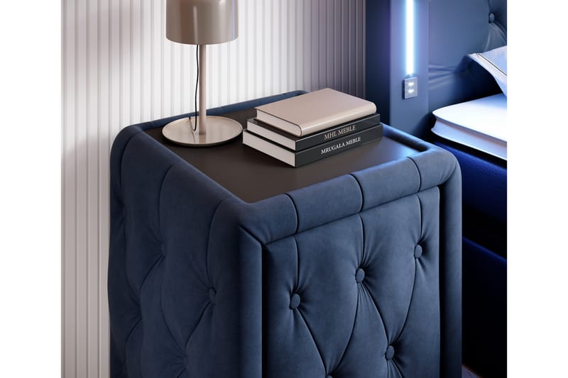 Franco Sängbord 58 cm med Förvaring Låda - Blå - Sängbord & nattduksbord