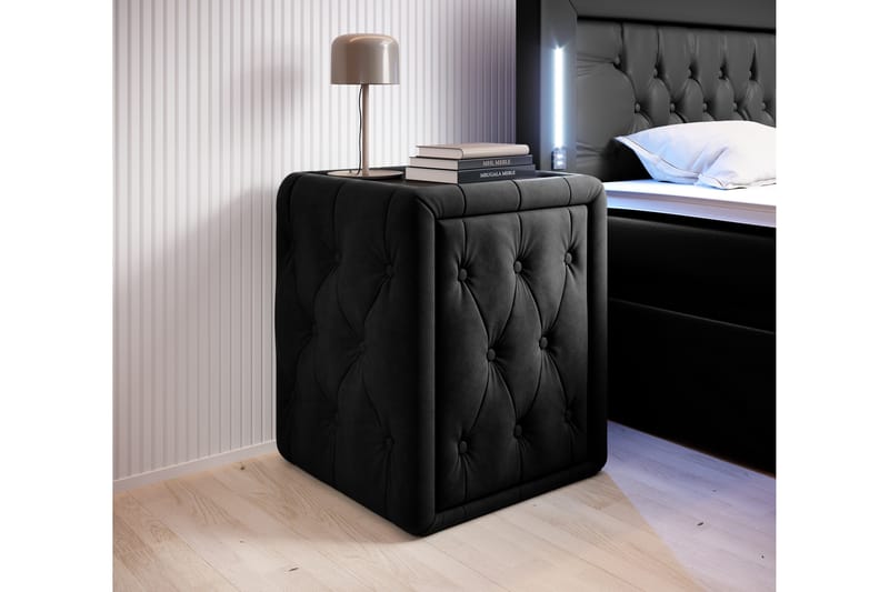 Franco Sängbord 58 cm med Förvaring Låda - Svart - Sängbord & nattduksbord