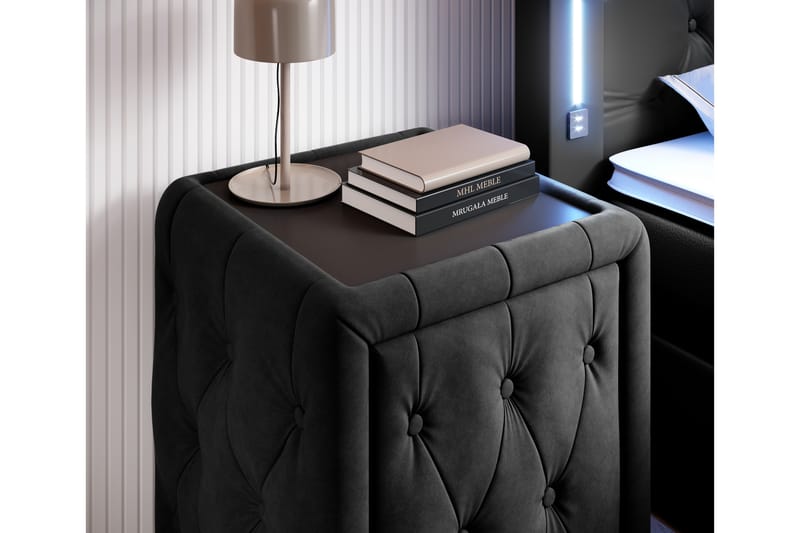 Franco Sängbord 58 cm med Förvaring Låda - Svart - Sängbord & nattduksbord