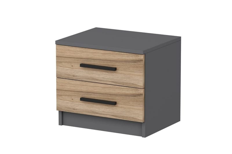 Fruitland Litet Sängbord & Nattduksbord 50 cm med Trä- och Valnötsutseende, Förvaring med Lådor - Valnöt/Antracit - Möbler - Bord & matgrupper - Avlastningsbord - Sängbord & nattduksbord