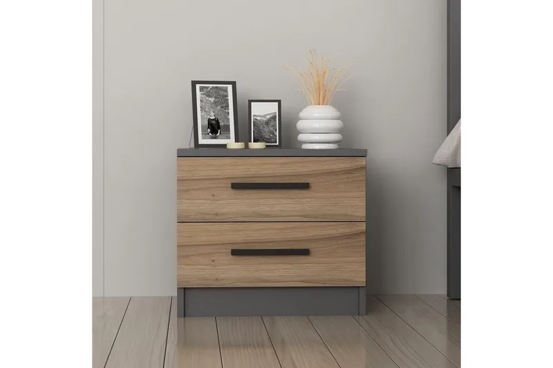 Fruitland Sängbord 50 cm - Valnöt/Antracit - Möbler - Bord & matgrupper - Avlastningsbord - Sängbord & nattduksbord