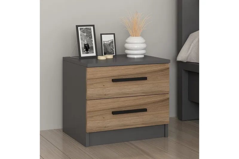 Fruitland Sängbord 50 cm - Valnöt/Antracit - Möbler - Bord & matgrupper - Avlastningsbord - Sängbord & nattduksbord