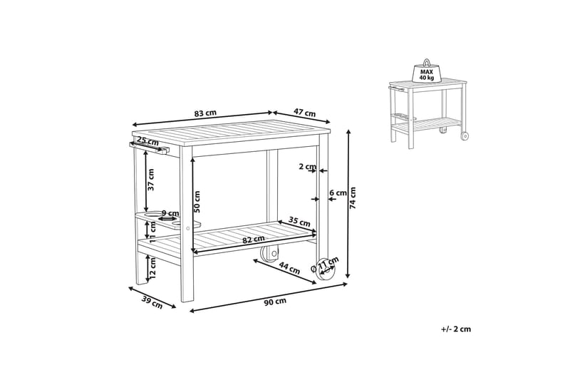 Gaetano Sidobord 47 cm - Ljust trä - Möbler - Bord & matgrupper - Avlastningsbord - Lampbord