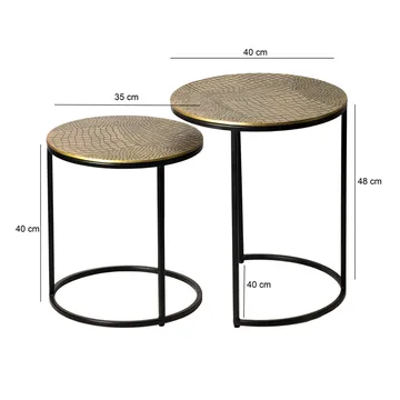 Galela Satsbord 40 cm Set om 2 - Guld och svart - Möbler - Bord & matgrupper - Avlastningsbord - Satsbord