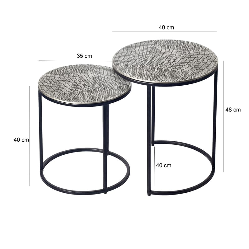 Galela Satsbord 40 cm Set om 2 - Silver och svart - Möbler - Bord & matgrupper - Avlastningsbord - Satsbord