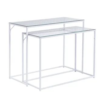 Galora Konsolbord 100 cm Set om 2 - Transparent och matt vit - Möbler - Bord & matgrupper - Avlastningsbord - Satsbord