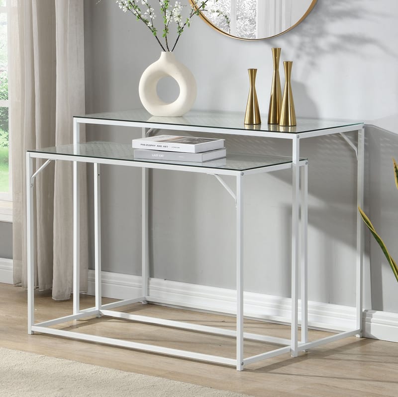 Galora Konsolbord 100 cm Set om 2 - Transparent och matt vit - Möbler - Bord & matgrupper - Avlastningsbord - Satsbord