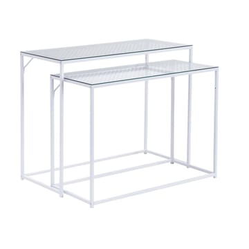 Galora Konsolbord 100 cm Set om 2 - Transparent och matt vit - Möbler - Bord & matgrupper - Avlastningsbord - Satsbord
