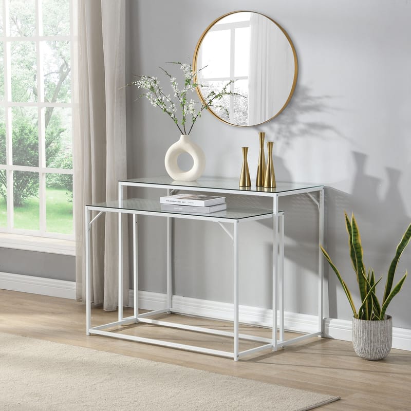 Galora Konsolbord 100 cm Set om 2 - Transparent och matt vit - Möbler - Bord & matgrupper - Avlastningsbord - Satsbord