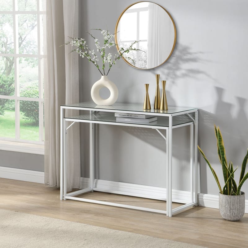 Galora Konsolbord 100 cm Set om 2 - Transparent och matt vit - Möbler - Bord & matgrupper - Avlastningsbord - Satsbord