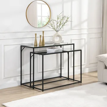 Galora Konsolbord 100 cm Set om 2 - Transparent och mattsvart - Möbler - Bord & matgrupper - Avlastningsbord - Satsbord