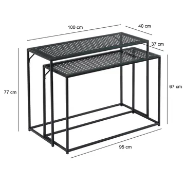 Galora Konsolbord 100 cm Set om 2 - Transparent och mattsvart - Möbler - Bord & matgrupper - Avlastningsbord - Satsbord