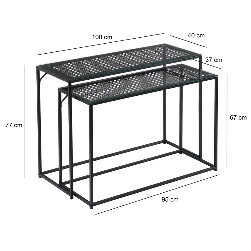 Galora Konsolbord 100 cm Set om 2 - Transparent och mattsvart - Möbler - Bord & matgrupper - Avlastningsbord - Satsbord