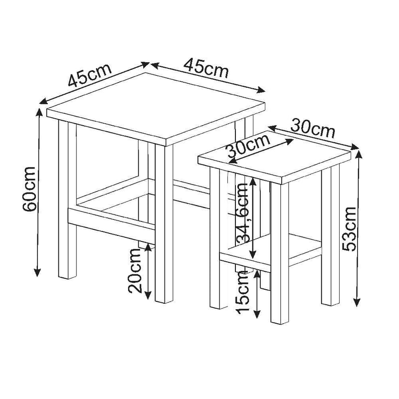 Ginallie Sidobord set 45x60 cm - Antracit - Möbler - Bord & matgrupper - Avlastningsbord - Lampbord