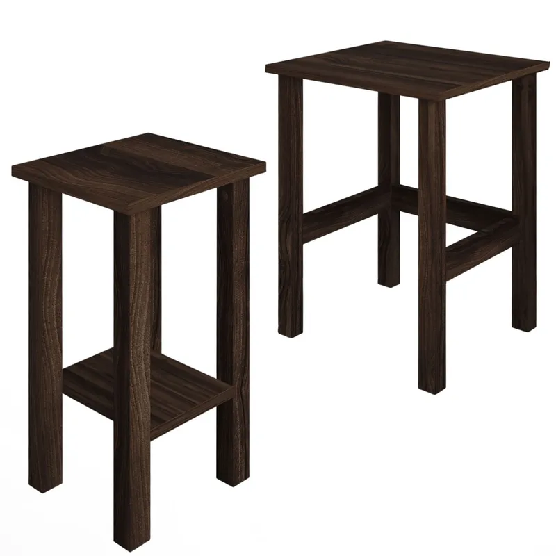 Ginallie Sidobord set 45x60 cm - Valnöt - Möbler - Bord & matgrupper - Avlastningsbord - Lampbord