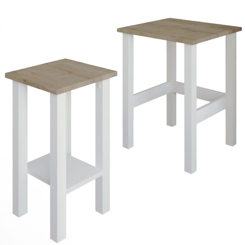 Ginallie Sidobord set 45x60 cm - Vit och Sapphire Oak - Möbler - Bord & matgrupper - Avlastningsbord - Lampbord