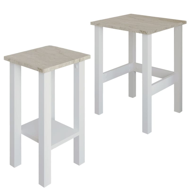 Ginallie Sidobord set 45x60 cm - Vitt och travertin - Möbler - Bord & matgrupper - Avlastningsbord - Lampbord