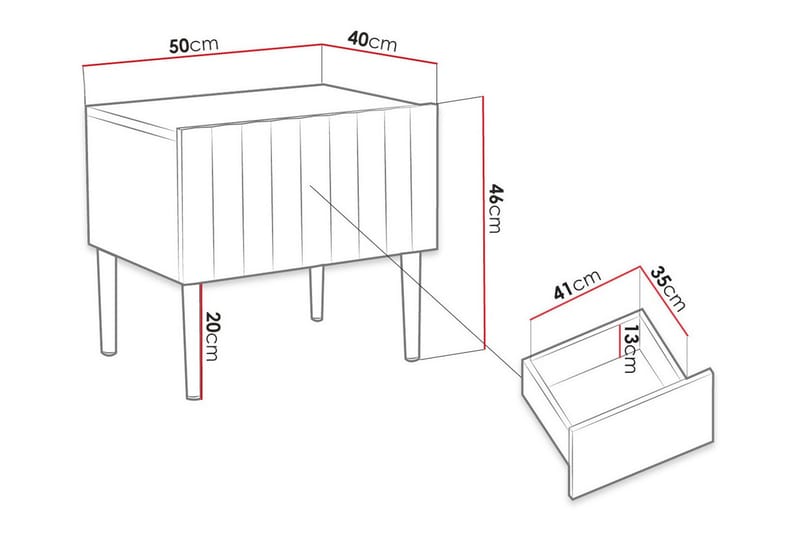 Glenndale Sängbord 50 cm - Svart - Sängbord & nattduksbord