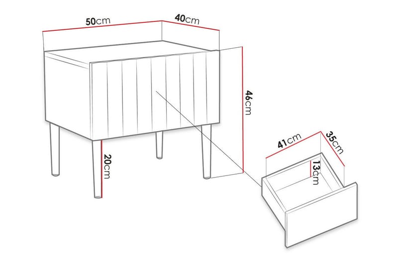 Glenndale Sängbord 50 cm - Vit - Sängbord & nattduksbord