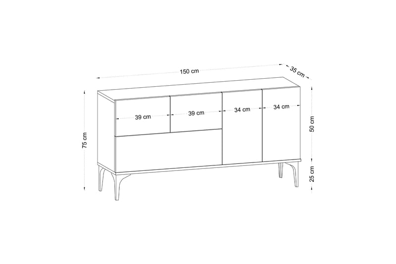 Glise Konsollbord 150 cm - Svart/Vit - Hallbord - Konsolbord & sidobord