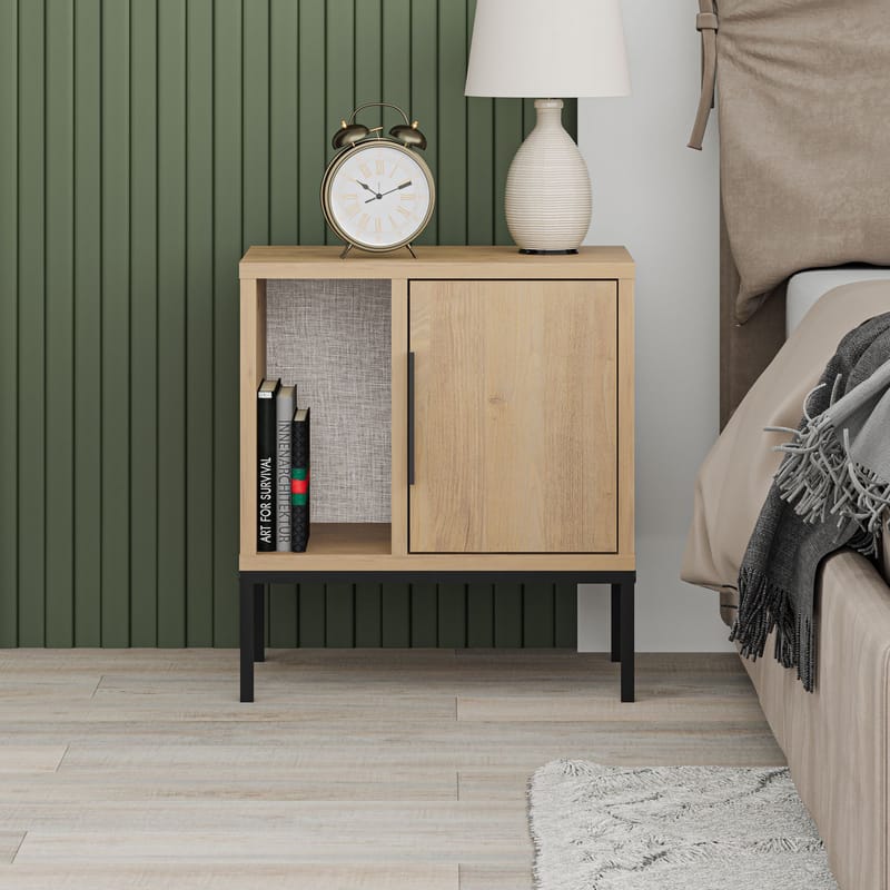 Glynn Sängbord 45 cm i Ekutseende med Förvaring och Hyllor - Brun - Möbler - Bord & matgrupper - Avlastningsbord - Sängbord & nattduksbord