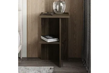 Gwyneth Sängbord 36 cm med Trä- och Valnötsutseende, Förvaring med Hyllor - Mörkbrun - Möbler - Bord & matgrupper - Avlastningsbord - Sängbord & nattduksbord