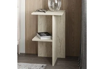 Gwyneth Sängbord 36 cm med Travertinutseende, Förvaring med Hyllor - Grå - Möbler - Bord & matgrupper - Avlastningsbord - Sängbord & nattduksbord