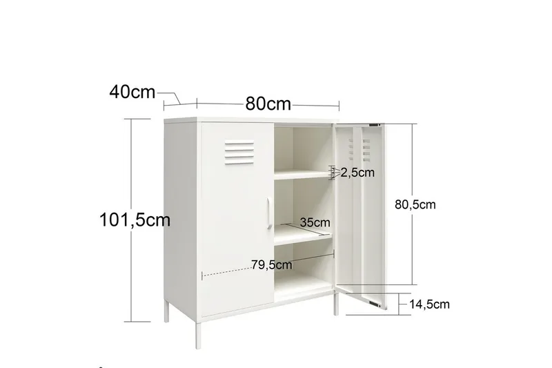 Högskåp Mission District 40x80x102 cm, Vit - 40x80x102 cm, Vit - Möbler - Bord & matgrupper - Avlastningsbord - Hallbord