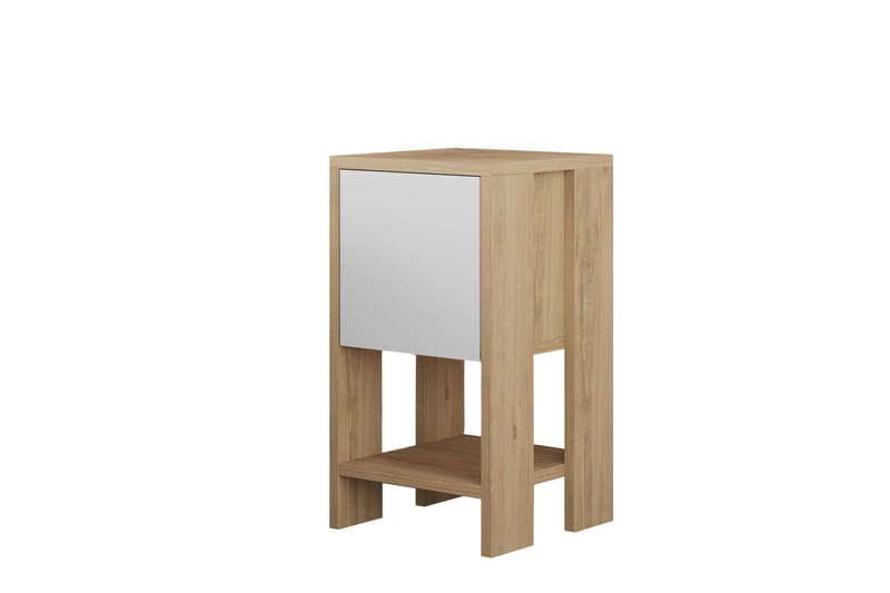 Haelyn Sängbord 30 cm med Trä- och Ekutseende, Förvaring med Hylla - Natur/Vit - Möbler - Bord & matgrupper - Avlastningsbord - Sängbord & nattduksbord