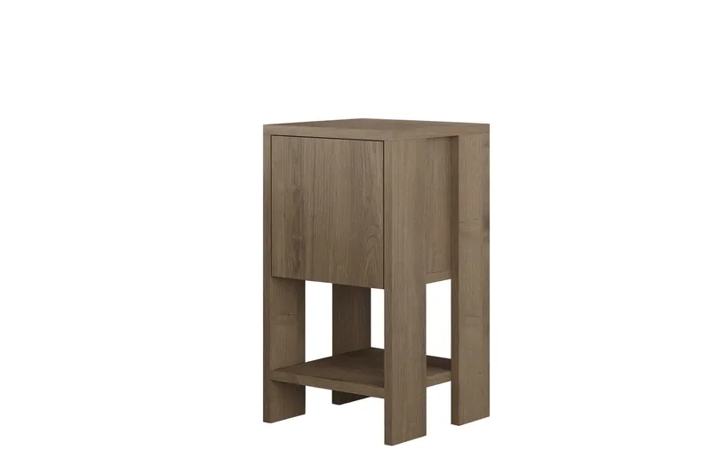 Haelyn Sängbord 30 cm med Trä- och Valnötsutseende, Förvaring med Hylla, Brun