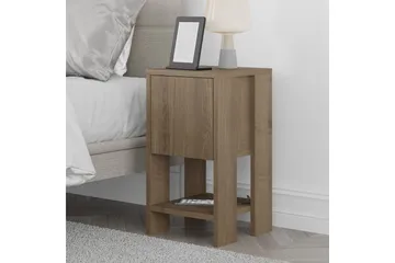 Haelyn Sängbord 30 cm med Trä- och Valnötsutseende, Förvaring med Hylla - Brun - Möbler - Bord & matgrupper - Avlastningsbord - Sängbord & nattduksbord