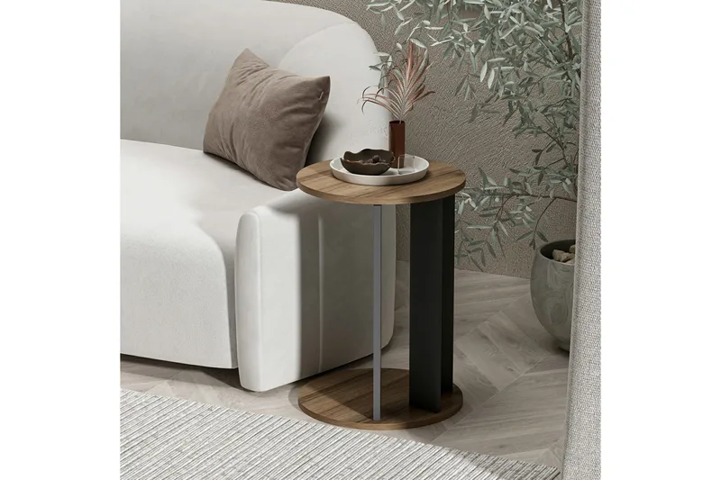 Haelyn Sidobord 34 cm - Valnöt/Antracit - Möbler - Bord & matgrupper - Avlastningsbord - Lampbord