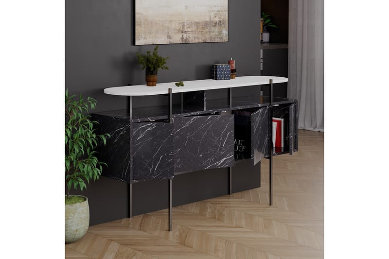 Hanley Konsollbord 150x86,2 cm Vit/Mörkbrun - Hanah Home - Hallbord - Konsolbord & sidobord