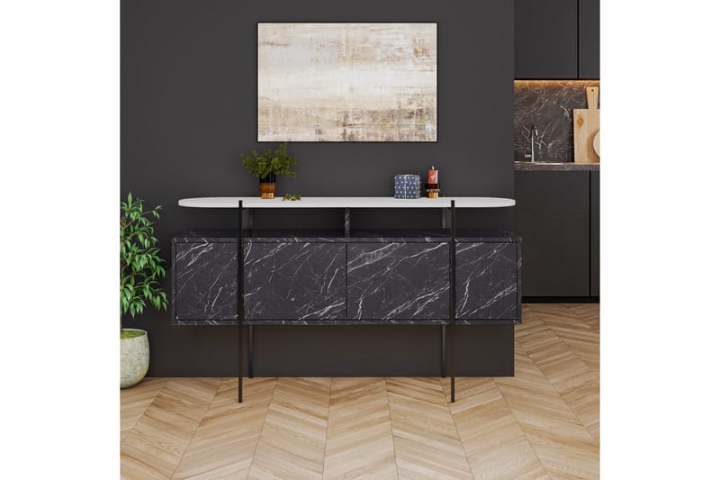 Hanley Konsollbord 150x86,2 cm Vit/Mörkbrun - Hanah Home - Möbler - Bord & matgrupper - Avlastningsbord - Hallbord