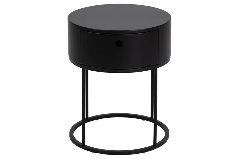Hastane Sängbord 40 cm Rund i Trä med Metallunderrede - Svart - Möbler - Bord & matgrupper - Avlastningsbord - Sängbord & nattduksbord