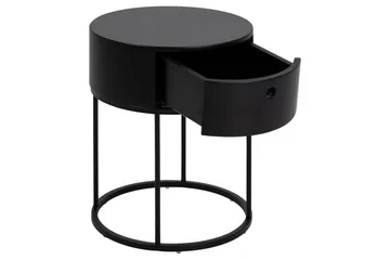 Hastane Sängbord 40 cm Rund i Trä med Metallunderrede - Svart - Möbler - Bord & matgrupper - Avlastningsbord - Sängbord & nattduksbord