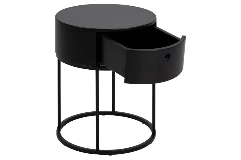 Hastane Sängbord 40 cm Rund i Trä med Metallunderrede - Svart - Möbler - Bord & matgrupper - Avlastningsbord - Sängbord & nattduksbord