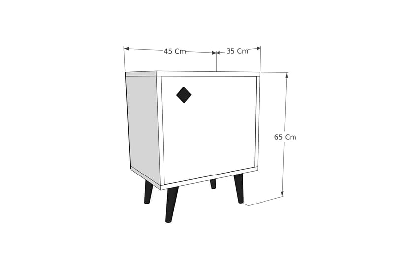 Hastikoz Sängbord 45x35 cm Vit/Brun - Hanah Home - Möbler - Bord & matgrupper - Avlastningsbord - Sängbord & nattduksbord