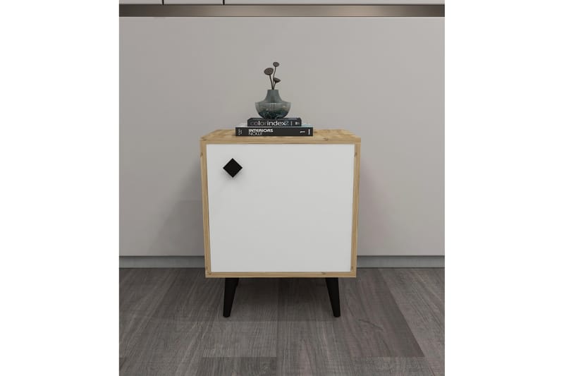 Hastikoz Sängbord 45x35 cm Vit/Brun - Hanah Home - Möbler - Bord & matgrupper - Avlastningsbord - Sängbord & nattduksbord