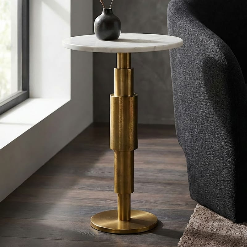 Heluna Sidobord 37 cm - vit marmor och guld - Möbler - Bord & matgrupper - Avlastningsbord - Konsolbord & sidobord