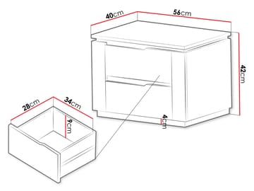 Hilafin Sängbord i Målat Trä med Förvaring och Lådor - Beige - Möbler - Bord & matgrupper - Avlastningsbord - Sängbord & nattduksbord