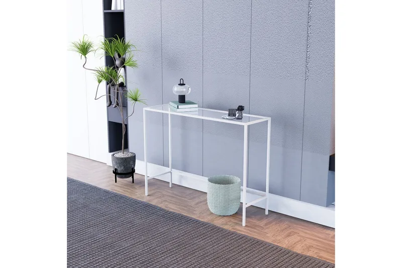 Horacio Sidobord 100 cm - Vit/Transparent - Möbler - Bord & matgrupper - Avlastningsbord - Lampbord