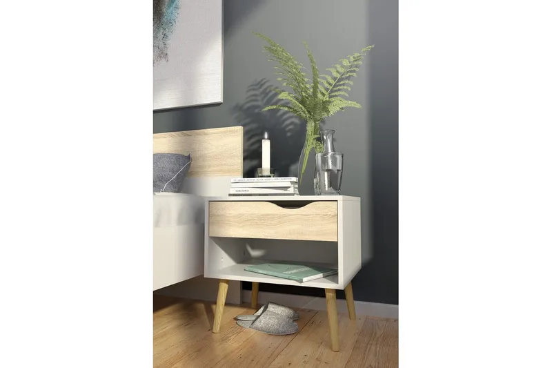 Hostafranc Sängbord 50,2 cm - Vit - Möbler - Bord & matgrupper - Avlastningsbord - Sängbord & nattduksbord